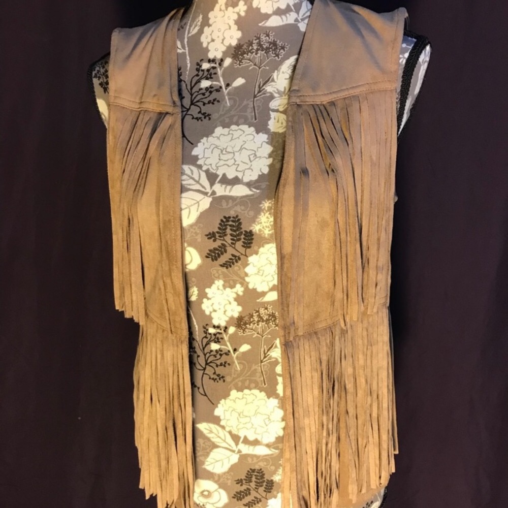 NWOT suede fringe vest